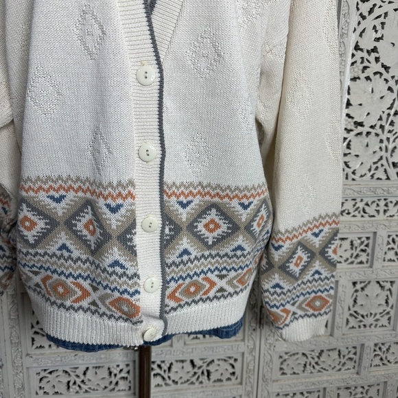 The Village Aztec Geometric Slouchy Oversized Boho Button Up Cardigan Sz Large - Picture 3 of 8